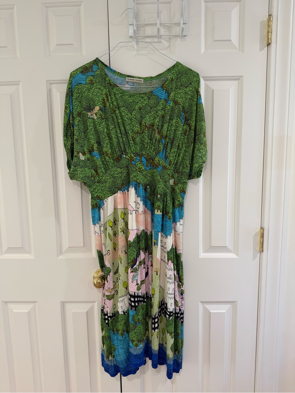 Tsumori Chisato Green and Blue Scenic Print Top